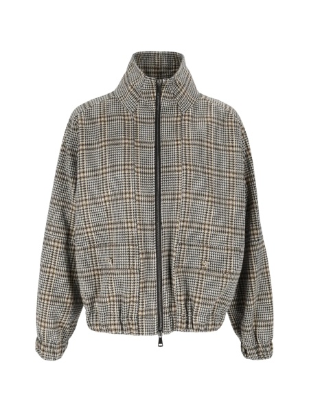 Palton CHECK JERSEY BOMBER WITH GOLD BUTTONS