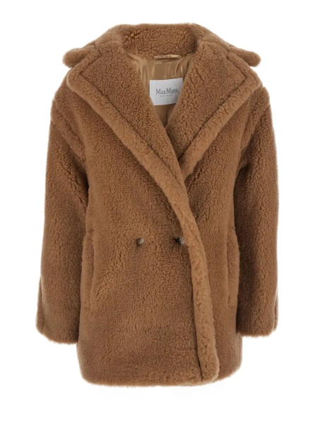 Palton Coat DRAMMA with notched revers and button closure, in wool, beige, women