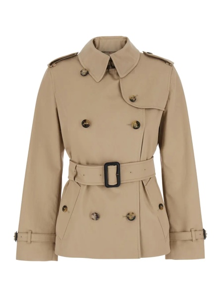 Palton 'Lakefield' Beige Short Trench Coat with collar and front belt in cotton for women