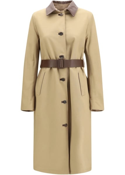 Palton Reversible cotton gabardine and cashmere Pied-de-Poule Trench Coat