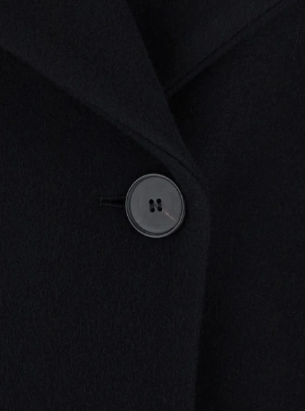 Palton 'Scott' Black Coat with Asymmetric Neckline and Dropped shoulders in wool Blend for women