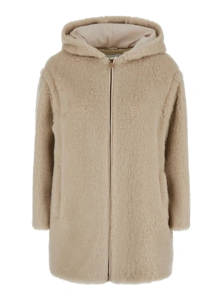 Palton SPADINO Coat with Notched Revers and Long Sleeves in White Tech Fabric for Women
