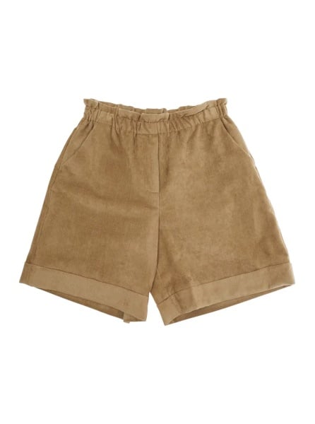 Pantaloni Beige Bermuda Pants with Elastic Waist and Logo Patch on the Rear in Viscose Blend Girl