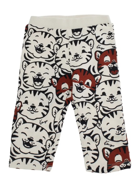 Pantaloni Beige Pants with All-Over Print and Elastic Waist in cotton Baby