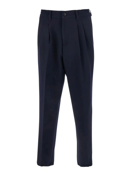 Pantaloni Blue Pants with Elastic Waist and Belt Loops in Cotton Man