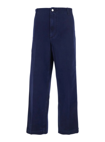 Pantaloni Blue Pants with One Patch Pocket on the Rear and Logo Lettering on the Rear in Cotton Canvas Man