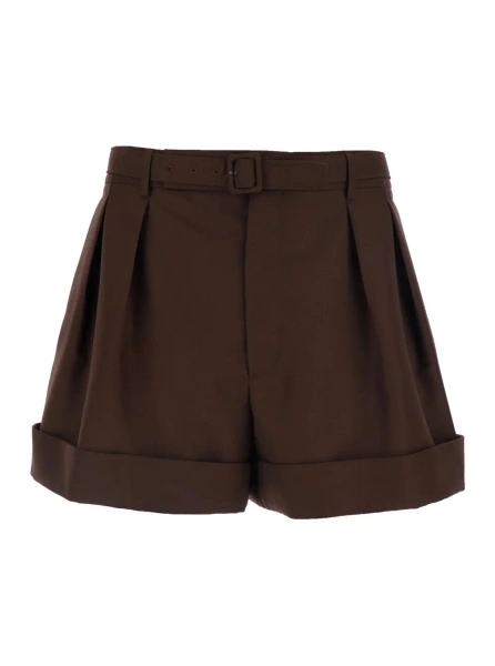 Pantaloni Brown Cotton Bermuda Shorts with Side Pockets for Men