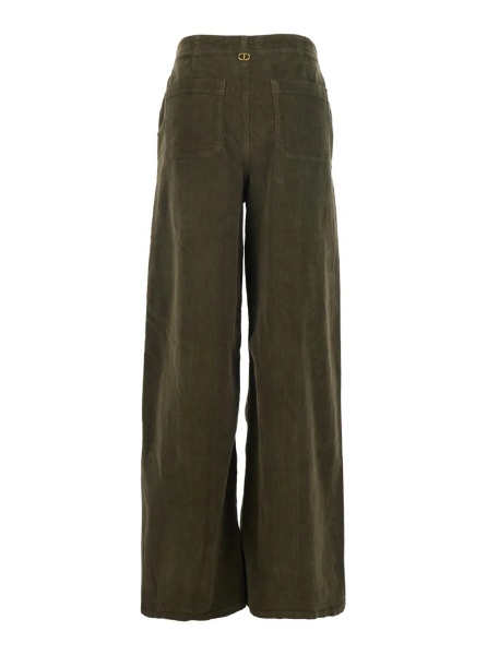 Pantaloni Brown Pants with Belt Loops in Ribbed Velvet Woman