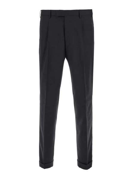 Pantaloni Brown Pants with Single Pleat on the Front in Blend Wool for Men
