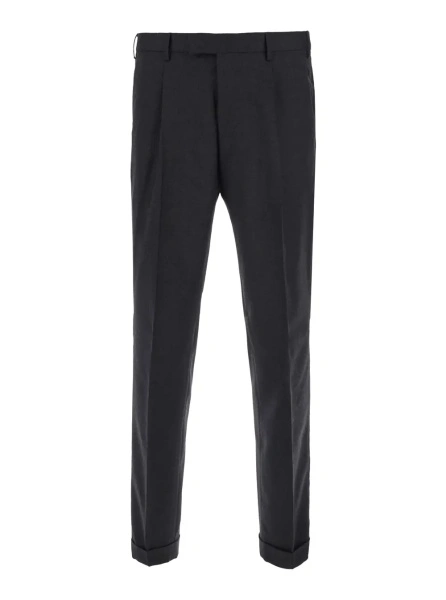 Pantaloni Brown Pants with Single Pleat on the Front in Blend Wool for Men