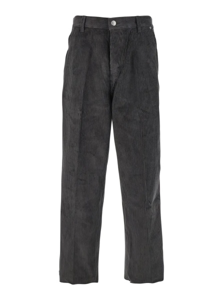 Pantaloni Brown Trousers with Back Logo Patch in Velvet Man