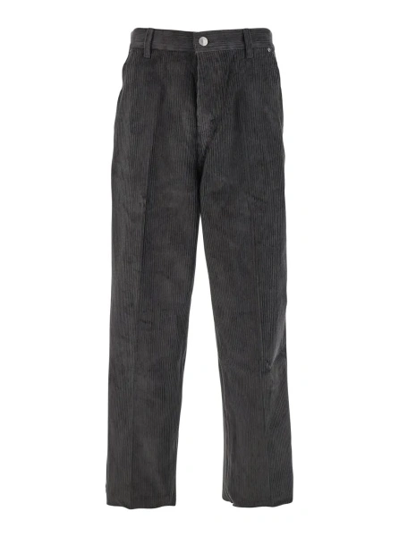 Pantaloni Brown Trousers with Back Logo Patch in Velvet Man