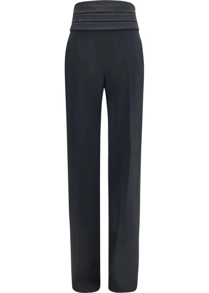 Pantaloni casual Ermanno Scervino negri din satin
