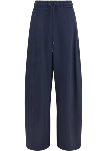 Pantaloni casual Max Mara albastri din bumbac si jerse