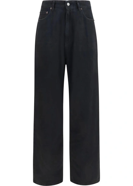 Pantaloni casual MM6 Maison Margiela negri din bumbac