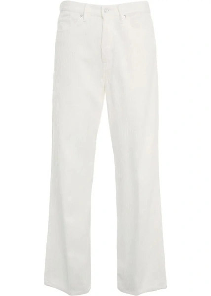 Pantaloni casual Nine in the morning albi din catifea reiata