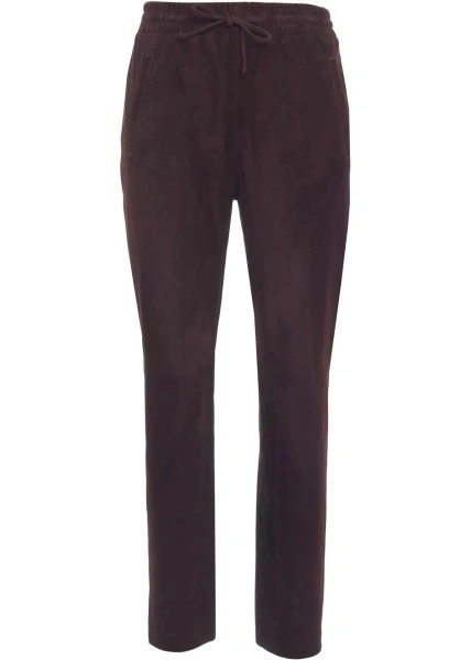 Pantaloni casual Oakwood mov din piele intoarsa