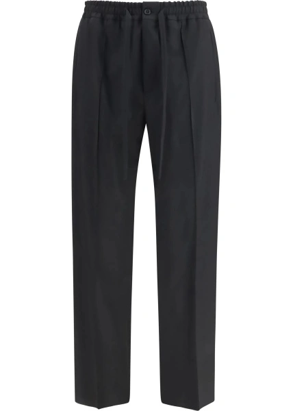 Pantaloni casual Valentino Garavani 'VLogo' negri din bumbac