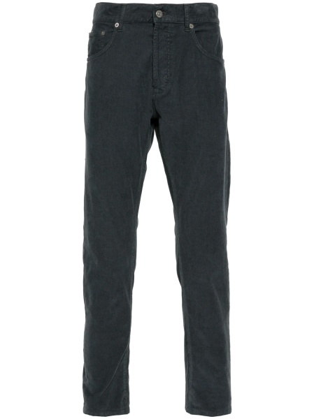 Pantaloni conici Dondup gri din bumbac si elastan