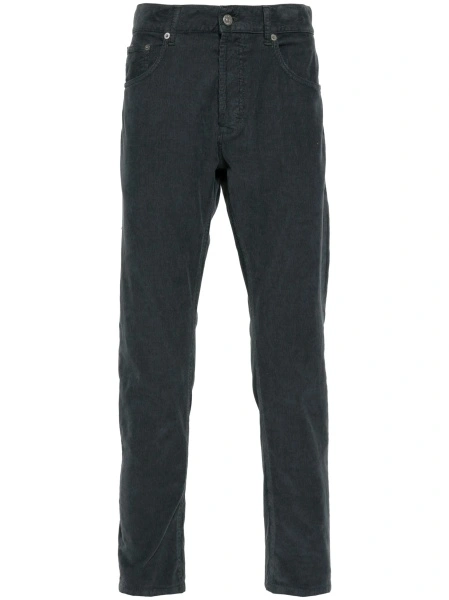 Pantaloni conici Dondup gri din bumbac si elastan