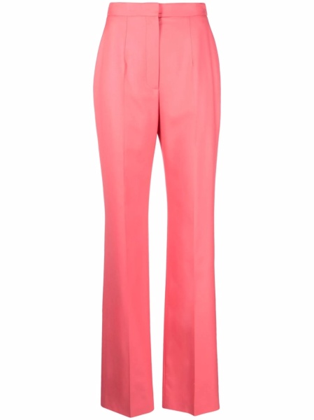 Pantaloni drepti Alexander McQueen roz din lana
