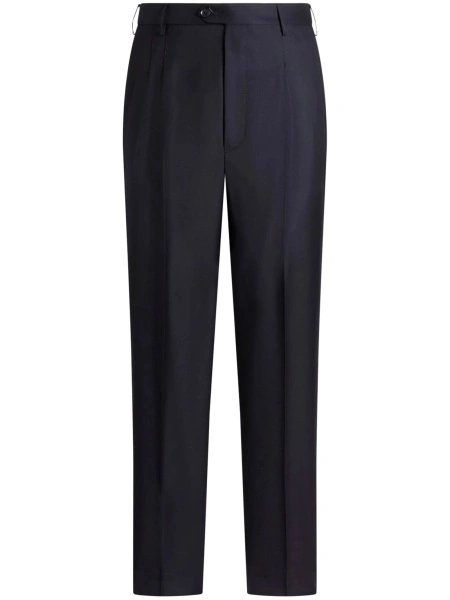 Pantaloni drepti ETRO albastri din lana si corn