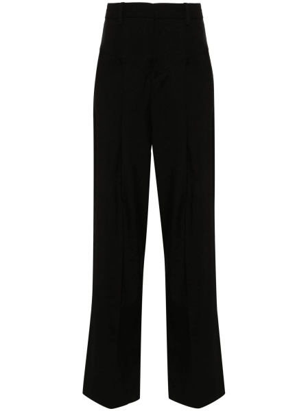 Pantaloni drepti Isabel Marant negri din elastan si canepa