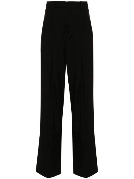 Pantaloni drepti Isabel Marant negri din elastan si canepa