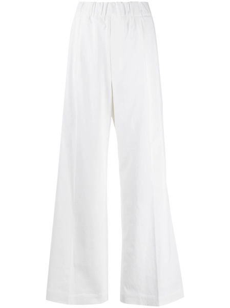 Pantaloni drepti JEJIA albi din ramie si polyester