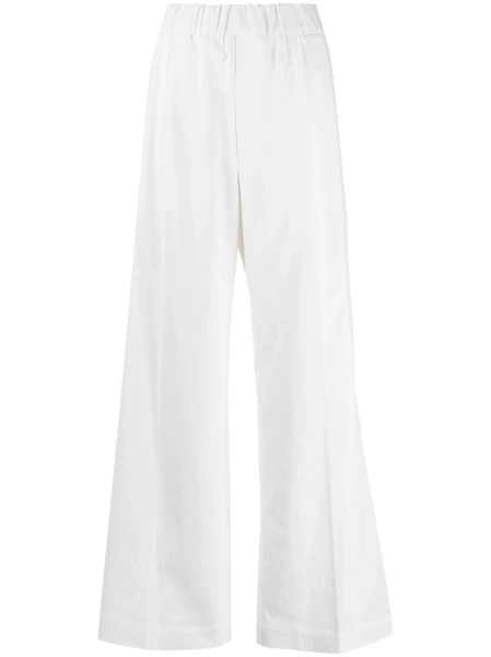 Pantaloni drepti JEJIA albi din ramie si polyester