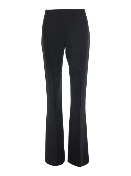 Pantaloni 'Fabien' Black Pants with Flared Leg and Side Zip Closure in Silk for Women