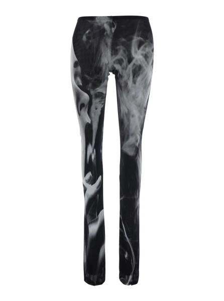 Pantaloni Flared Pants with 'Smoking Women' Print in Black Women