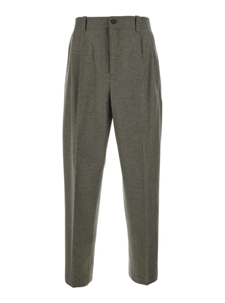 Pantaloni Gray Gray Pants with Front Button Closure in Wool for Men