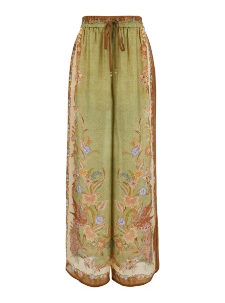 Pantaloni 'Indra ' Multicolor Pants with Elastic Drawstring Waist and All-Over Pattern in Silk for Women