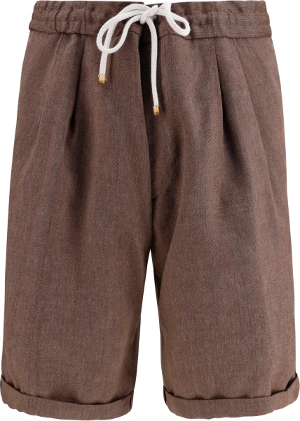 Pantaloni Linen and virgin wool chevron Bermuda Shorts