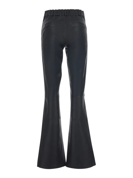 Pantaloni 'Lucia' Black Pants with Elasticated Waist in Leather for Women