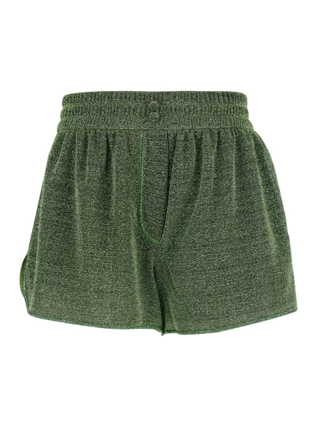 Pantaloni 'Lumiere' Green Shorts with elasticated waist and all-over sparkling details in Tech Fabric Women