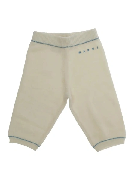 Pantaloni Marni albi din lana si casmir