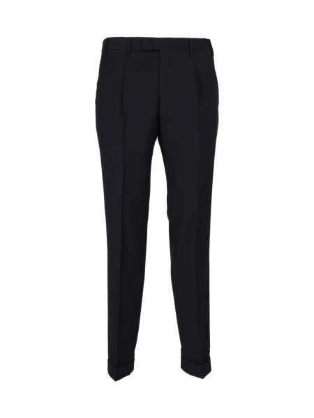 Pantaloni Pants - MASTER, 1 Pleat, Diagonal Pockets, Flap Back Pockets, Turn-Up