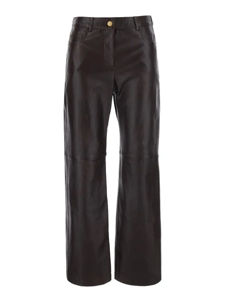 Pantaloni 'S MAXMARA maro din piele