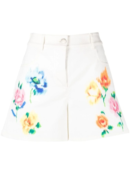 Pantaloni scurti LOVE Moschino albi din polyester si elastan