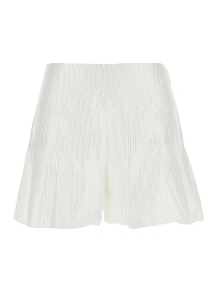Pantaloni scurti ROTATE Birger Christensen albi din vascoza si bumbac