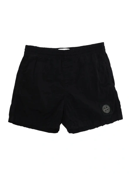 Pantaloni scurti Stone Island negri din poliamida