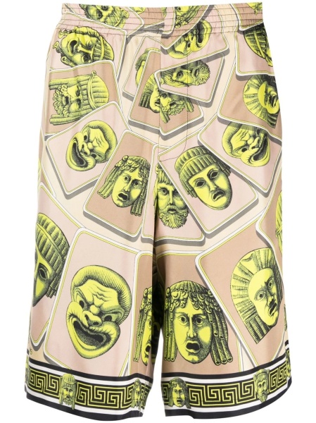 Pantaloni scurti Versace verzi din matase