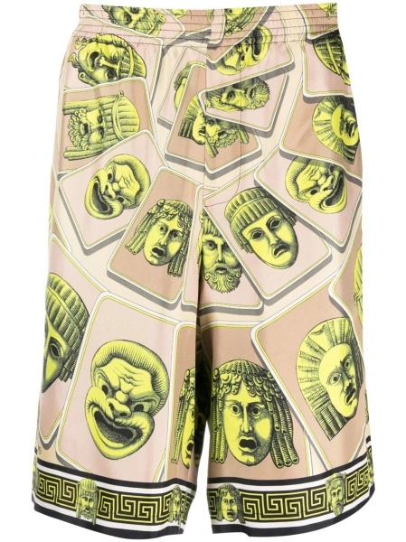 Pantaloni scurti Versace verzi din matase
