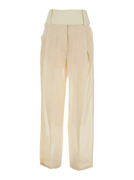 Pantaloni SPSFERITO Pants with Elegant Design in White Cotton for Women