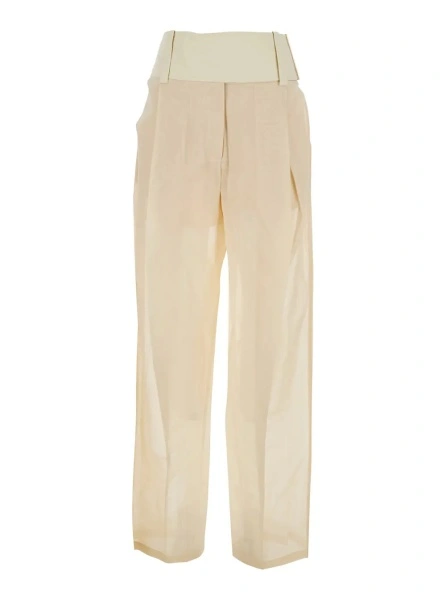 Pantaloni SPSFERITO Pants with Elegant Design in White Cotton for Women