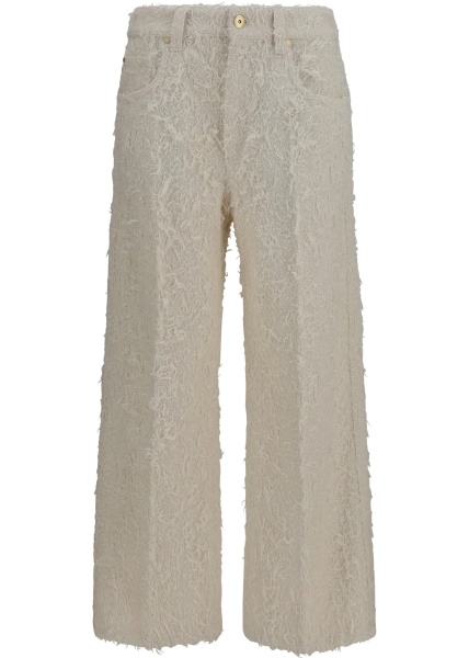 Pantaloni Square-leg dyed furry Pants with monili