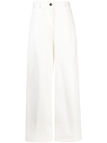 Pantaloni talie inalta Jil Sander albi din bumbac