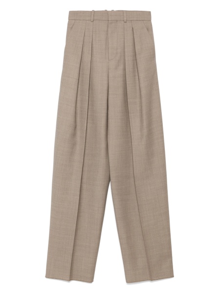 Pantaloni talie inalta Saint Laurent neutri din lana